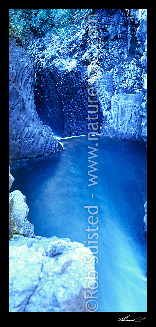 Image of Tongariro River flowing through the mighty Tree Trunk Gorge; Kaimanawa Forest Park. Columnar basalt columns, Turangi, Taupo District, Waikato Region, New Zealand (NZ) stock photo image