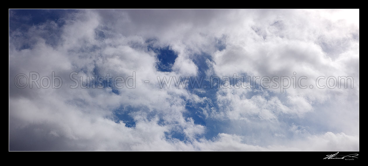 Image of Blue sky and stormy clouds in the sky, Awatere Valley, Marlborough District, Marlborough Region, New Zealand (NZ) stock photo image