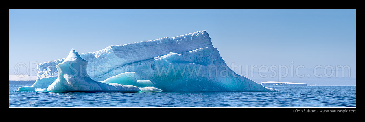 Image of Blue iceberg with translucent side floating in Terra Nova Bay. Panorama, Ross Sea, Antarctica Region, Antarctica stock photo image