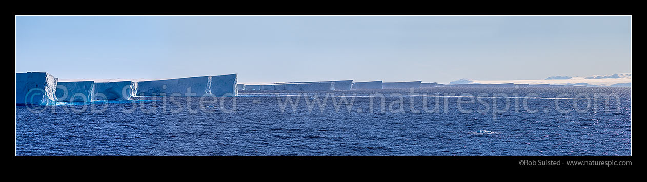 Image of Drygalski Ice Tongue, a floating glacier tongue from the David Glacier. Up to 70km long and 24km wide, a large natural feature of the Ross Sea (Drygalski Barrier). Panorama, Ross Sea, Antarctica Region, Antarctica stock photo image