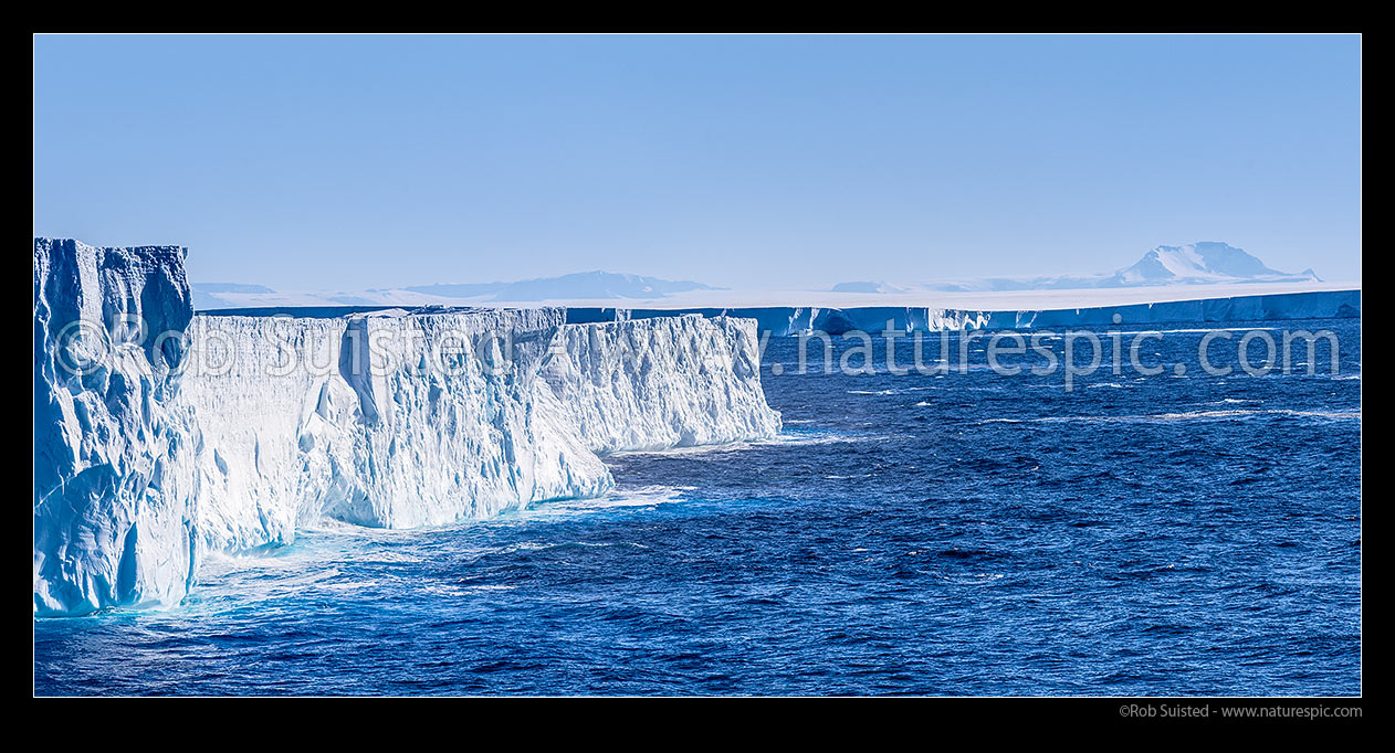 Image of Drygalski Ice Tongue, floating glacier tongue from the David Glacier. Up to 70km long and 24km wide.  Prince Albert Mountains of Victoria Land beyond. Panorama, Ross Sea, Antarctica Region, Antarctica stock photo image