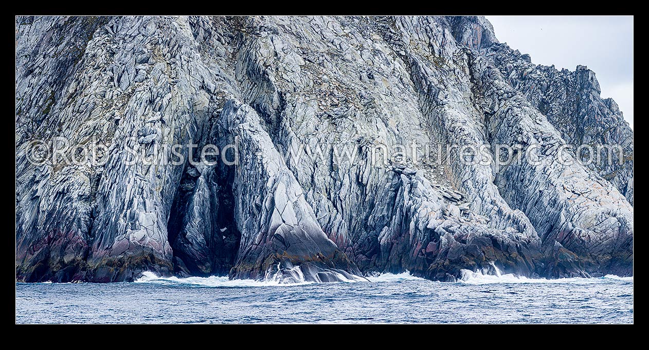 Image of Cornwallis Island rugged rocky coastline in the Antarctic South Shetland Islands. Panorama, Elephant Island, Antarctica Region, Antarctica stock photo image